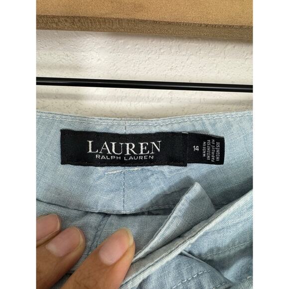 Lauren Ralph Lauren Chambray Belted Shorts Women’s Size 14 - Picture 3 of 5